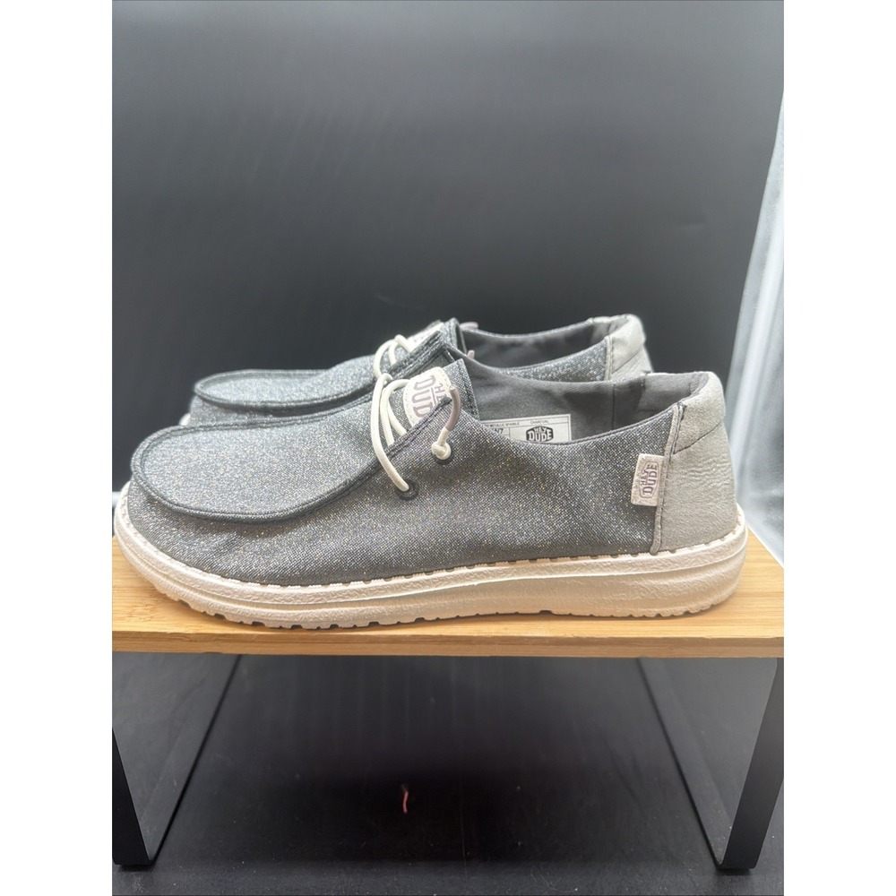 Hey Dude Wendy Metallic Sparkle Charcoal Grey Women's Size 7 Shoes